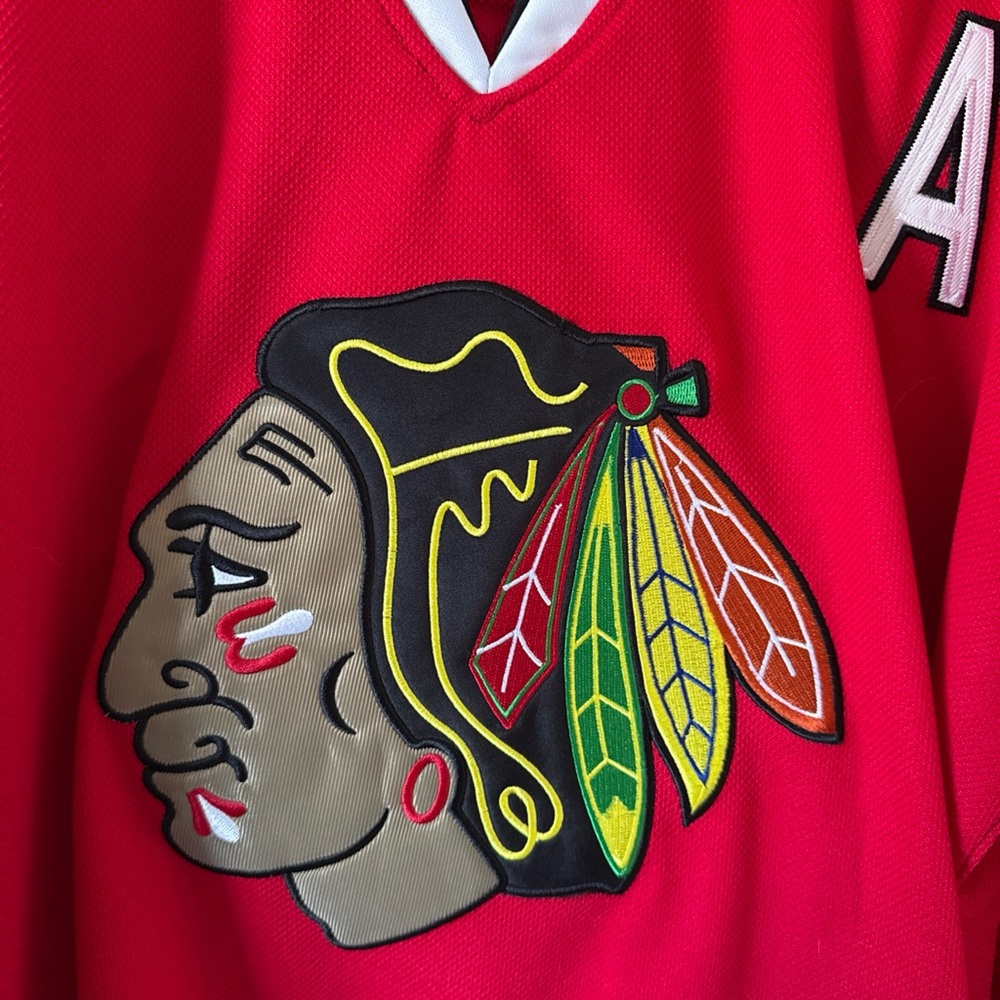 Men’s Reebok CCM VTG Patrick Sharp #10 Blackhawks Authentic Jersey Sz 52 - Red - Picture 2 of 6